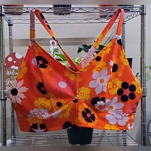Floral Orange and Yellow Crop Top